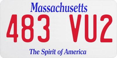 MA license plate 483VU2