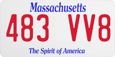 MA license plate 483VV8
