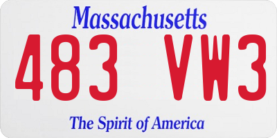 MA license plate 483VW3