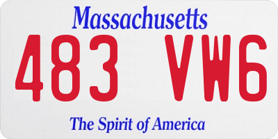 MA license plate 483VW6