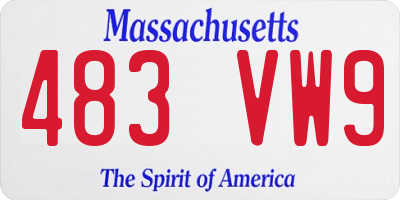 MA license plate 483VW9