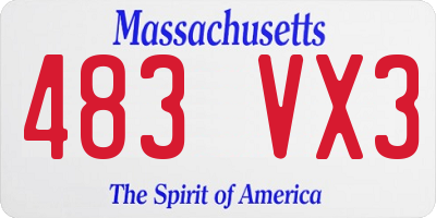 MA license plate 483VX3