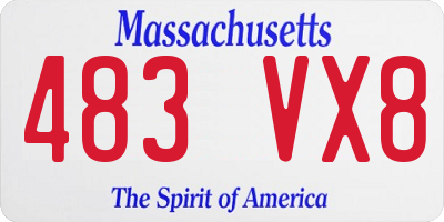 MA license plate 483VX8