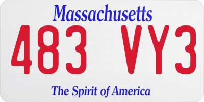 MA license plate 483VY3