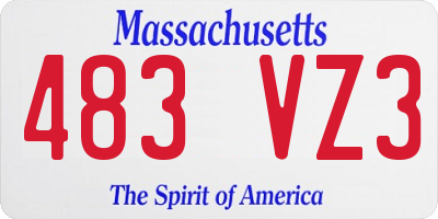 MA license plate 483VZ3