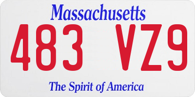 MA license plate 483VZ9