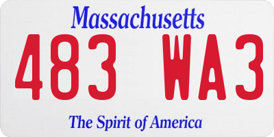 MA license plate 483WA3