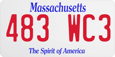 MA license plate 483WC3