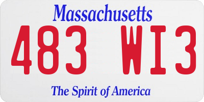 MA license plate 483WI3