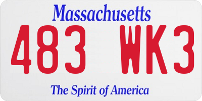 MA license plate 483WK3