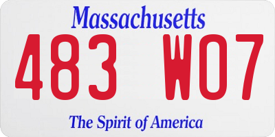 MA license plate 483WO7