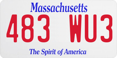 MA license plate 483WU3