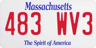 MA license plate 483WV3