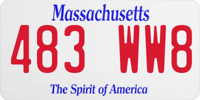 MA license plate 483WW8