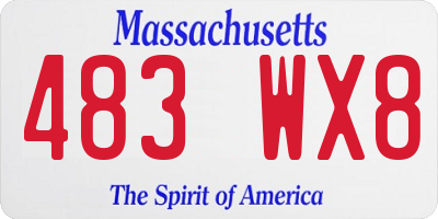 MA license plate 483WX8