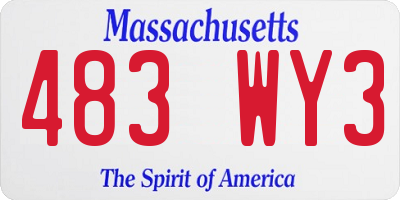 MA license plate 483WY3