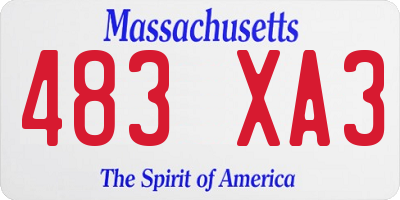 MA license plate 483XA3