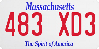 MA license plate 483XD3