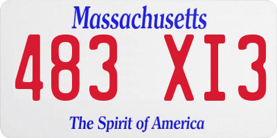 MA license plate 483XI3