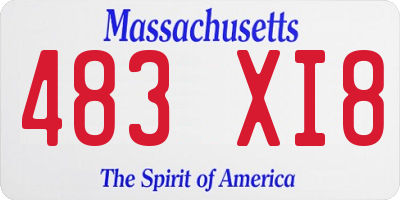 MA license plate 483XI8