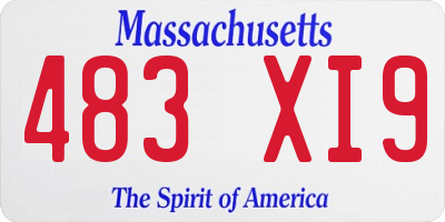 MA license plate 483XI9