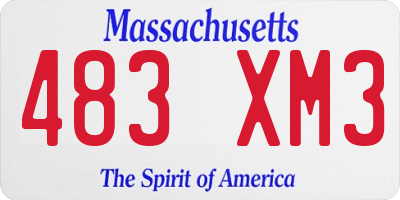 MA license plate 483XM3