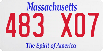 MA license plate 483XO7