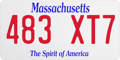 MA license plate 483XT7