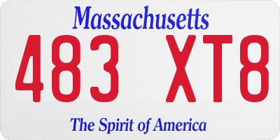 MA license plate 483XT8