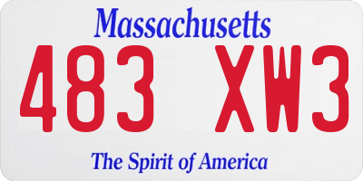 MA license plate 483XW3