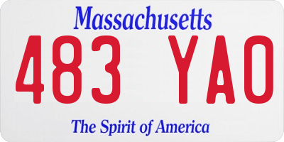 MA license plate 483YA0