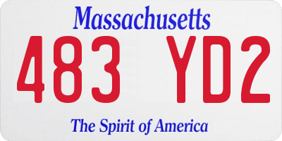 MA license plate 483YD2