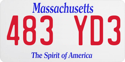 MA license plate 483YD3