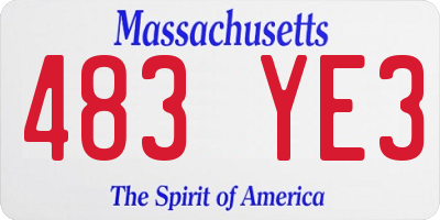 MA license plate 483YE3