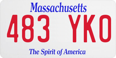 MA license plate 483YK0