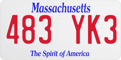 MA license plate 483YK3