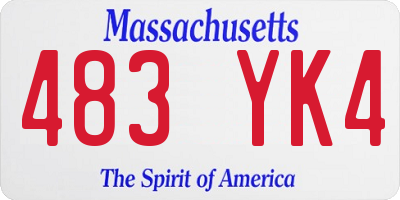 MA license plate 483YK4