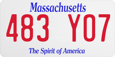 MA license plate 483YO7