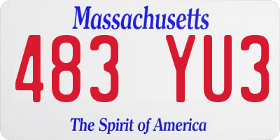 MA license plate 483YU3