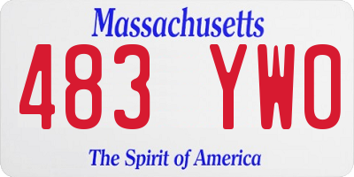 MA license plate 483YW0