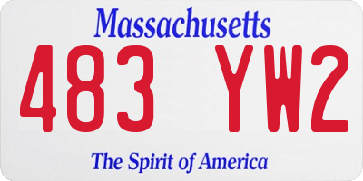 MA license plate 483YW2