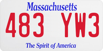 MA license plate 483YW3