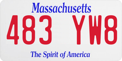 MA license plate 483YW8