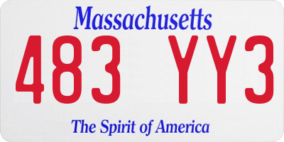 MA license plate 483YY3