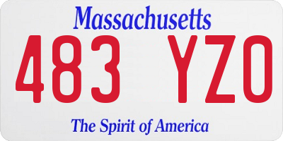 MA license plate 483YZ0