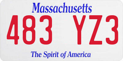 MA license plate 483YZ3