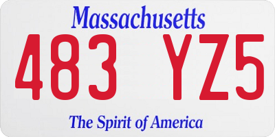 MA license plate 483YZ5