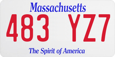 MA license plate 483YZ7