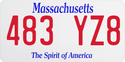 MA license plate 483YZ8