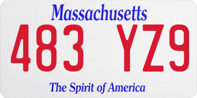 MA license plate 483YZ9